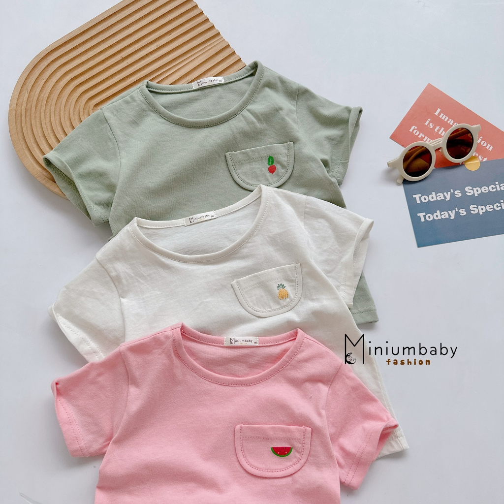 Áo thun cộc tay cho bé kiểu unisex chất cotton mềm Miniumbaby, quần áo trẻ em ngắn tay mùa hè A1608