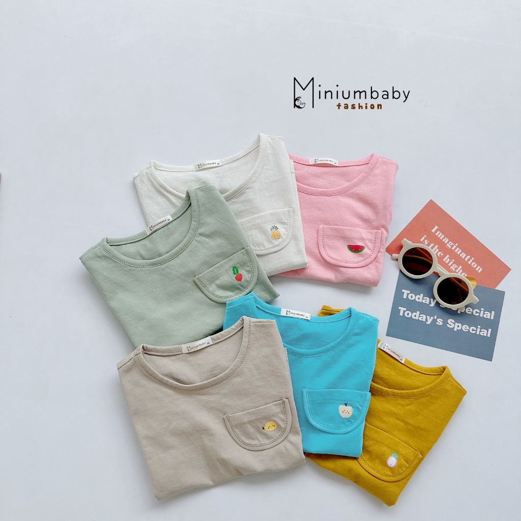 Áo thun cộc tay cho bé kiểu unisex chất cotton mềm Miniumbaby, quần áo trẻ em ngắn tay mùa hè A1608