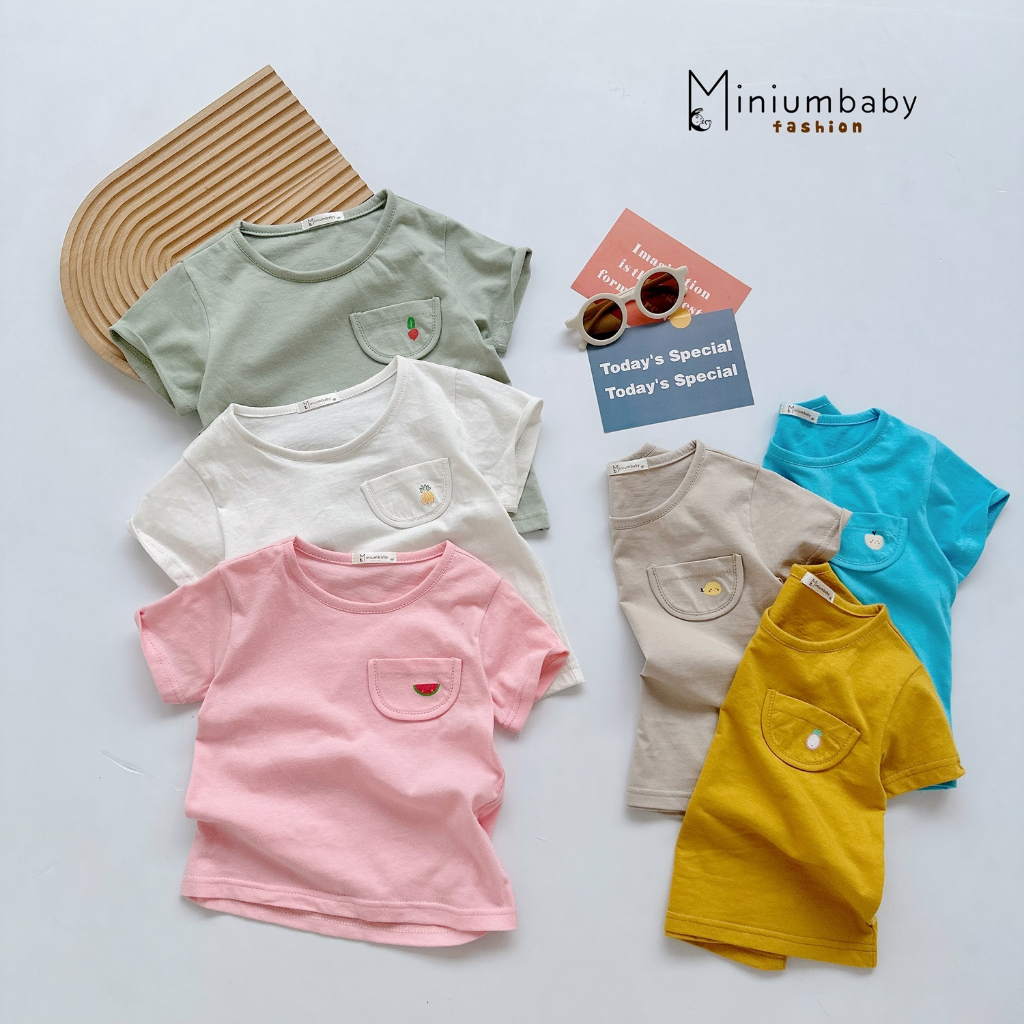 Áo thun cộc tay cho bé kiểu unisex chất cotton mềm Miniumbaby, quần áo trẻ em ngắn tay mùa hè A1608
