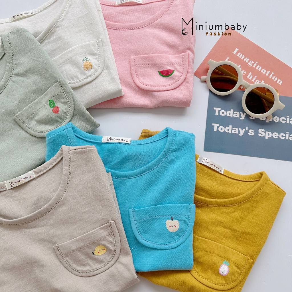 Áo thun cộc tay cho bé kiểu unisex chất cotton mềm Miniumbaby, quần áo trẻ em ngắn tay mùa hè A1608