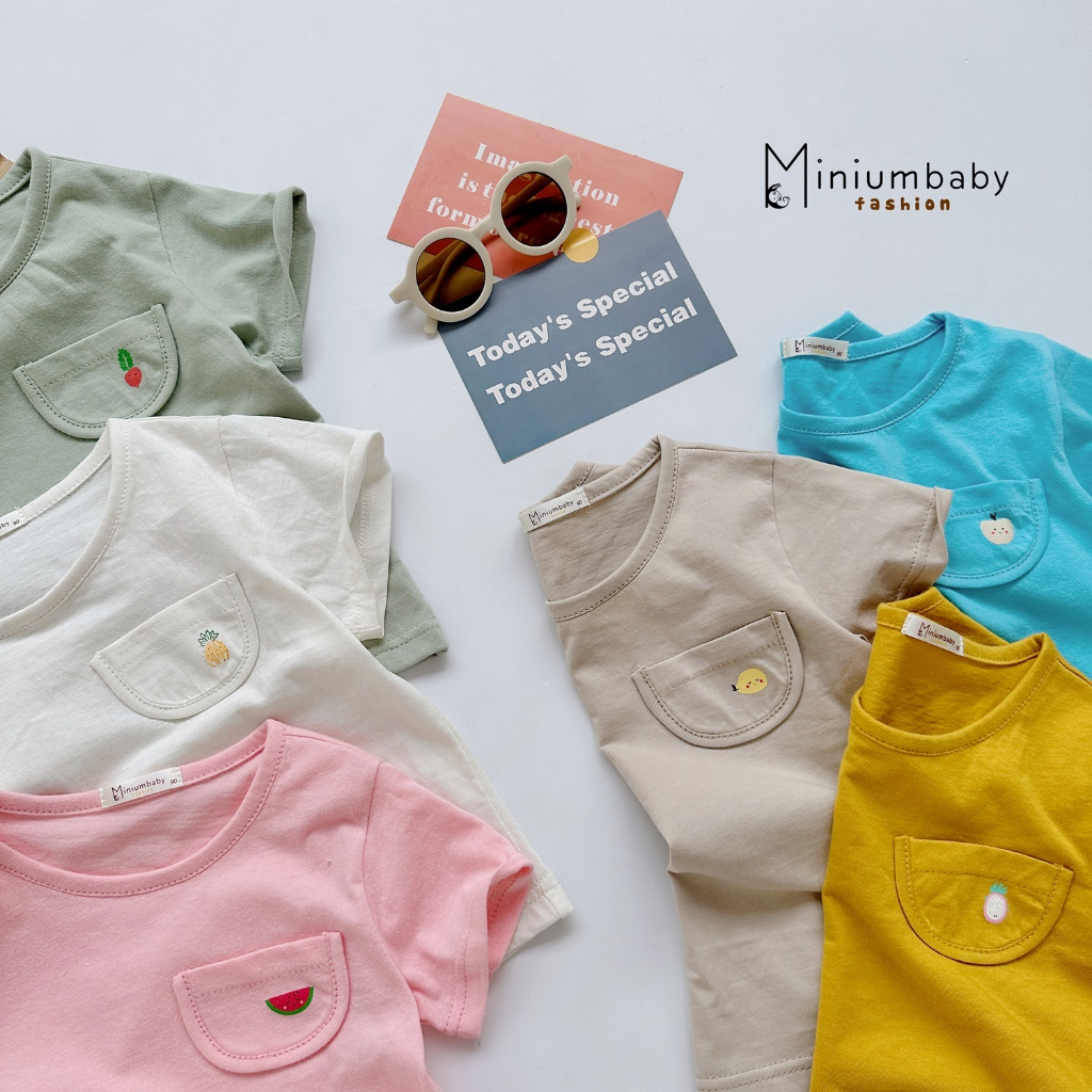 Áo thun cộc tay cho bé kiểu unisex chất cotton mềm Miniumbaby, quần áo trẻ em ngắn tay mùa hè A1608