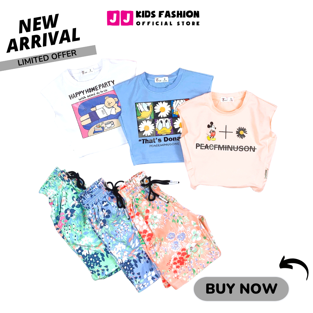 Bộ Cộc Tay Bé Gái Vải Cotton In Hình Dễ Thương – Quần Áo Trẻ Em | JJ Kids Fashion