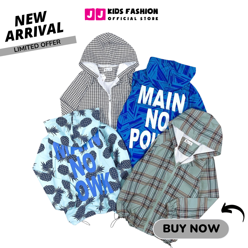 Áo chống nắng cho bé JJ Kids, áo khoác gió năng động cho trẻ em 2,3,4,5,6,7,8,9,10,11,12 tuổi