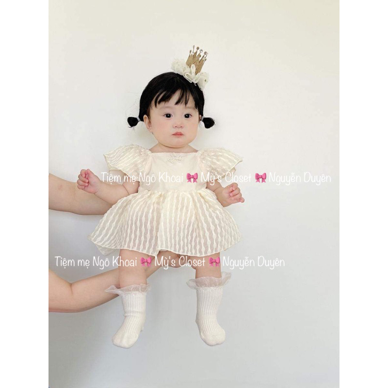[🎀Ngô Khoai Mỳ🎀] body váy xoè ngắn tay kèm tất xinh cho bé gái