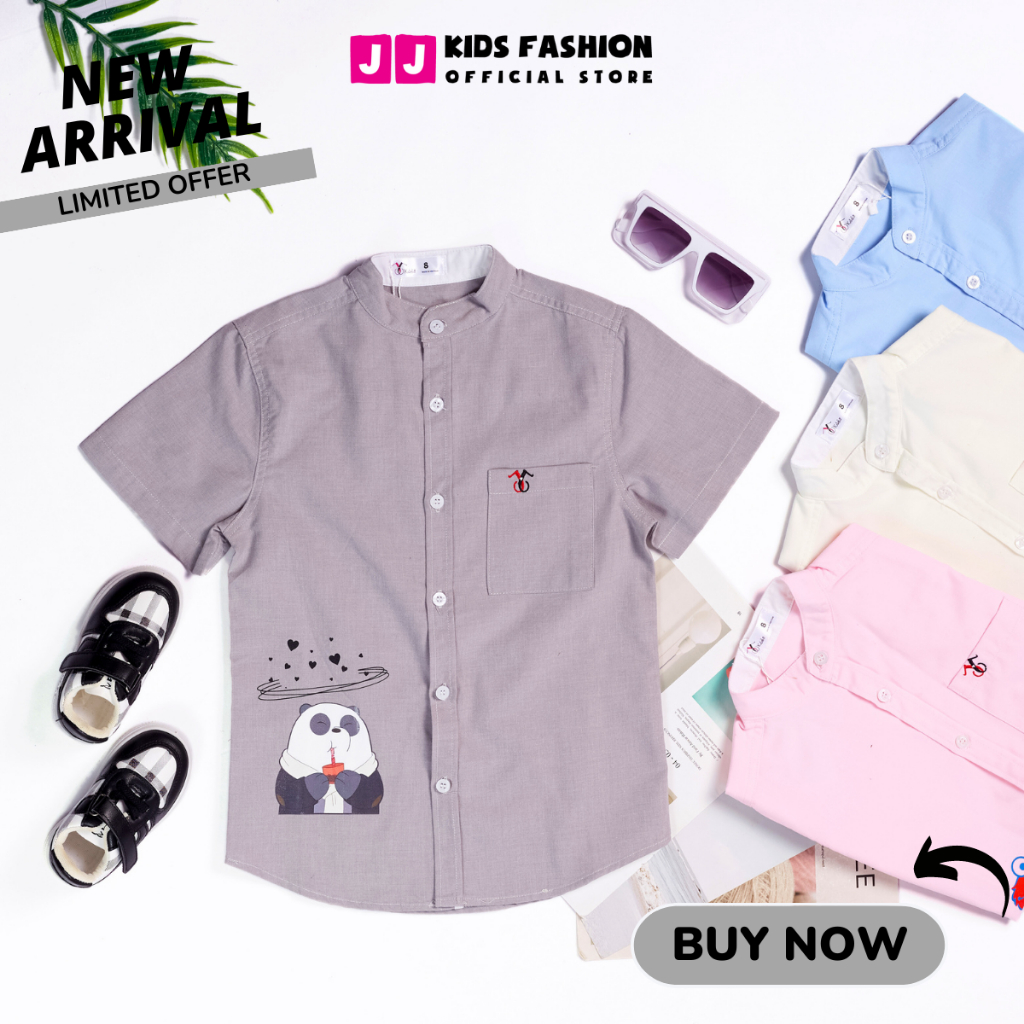 Áo sơ mi cho bé trai ngắn tay in hình hoạt hình dễ thương - JJ Kids