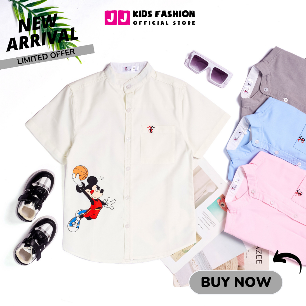 Áo sơ mi cho bé trai ngắn tay in hình hoạt hình dễ thương - JJ Kids
