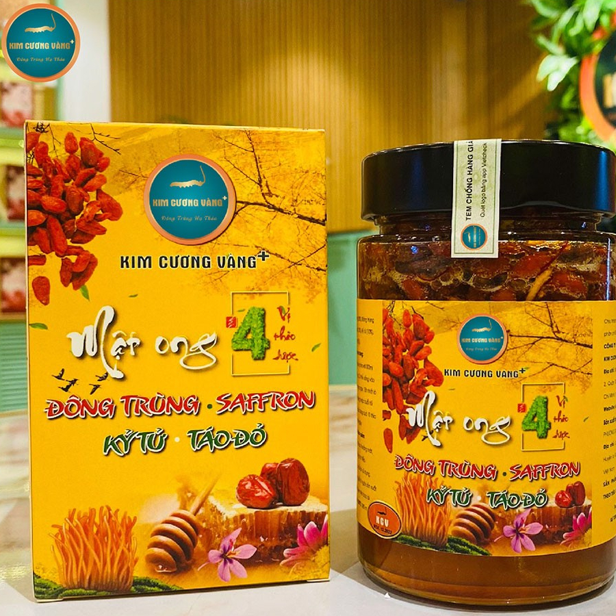 Ảnh Mật Ong Đông Trùng Hạ Thảo Táo Đỏ Kỷ Tử Saffron Kim Cương Vàng - Dưỡng Da, An Thần, Tăng Cường Sức Khỏe (380ml/Hộp) 4
