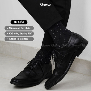 Hộp 5 đôi vớ nam cổ cao công sở GOMTAT hoạ tiết chấm bi, chất liệu cotton cao cấp - LUX-CHAMBI-DUMAU-CB5