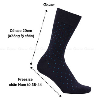 Hộp 5 đôi vớ nam cổ cao công sở GOMTAT hoạ tiết chấm bi, chất liệu cotton cao cấp - LUX-CHAMBI-DUMAU-CB5