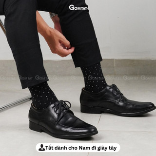 Tất nam cổ cao đi giày tây GOMTAT hoạ tiết chấm bi, chất liệu cotton cao cấp, thoáng khí êm chân - LUX-CHAMBI-1DOI