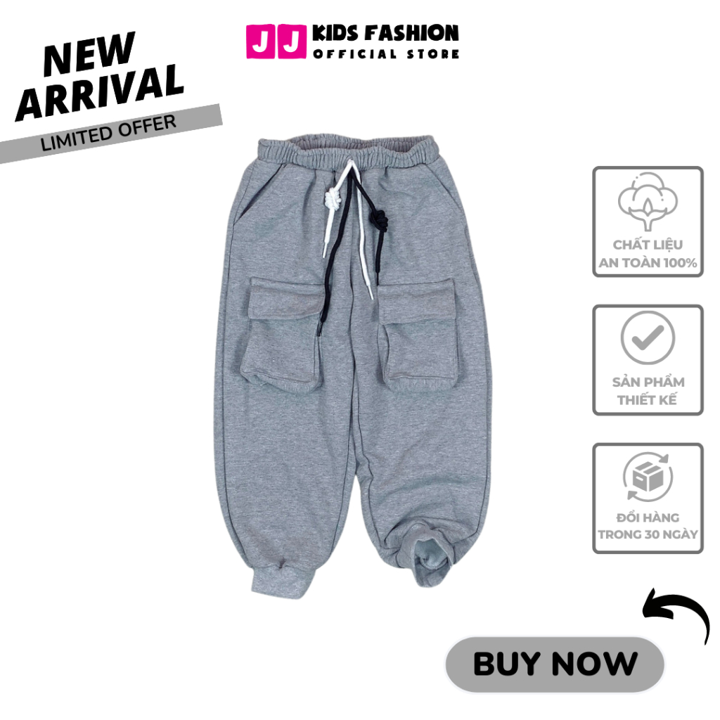 Quần Jogger Bé Trai, Bé Gái Thun Dài Bo Ống – Phong Cách Hip Hop Năng Động | JJ Kids Fashion