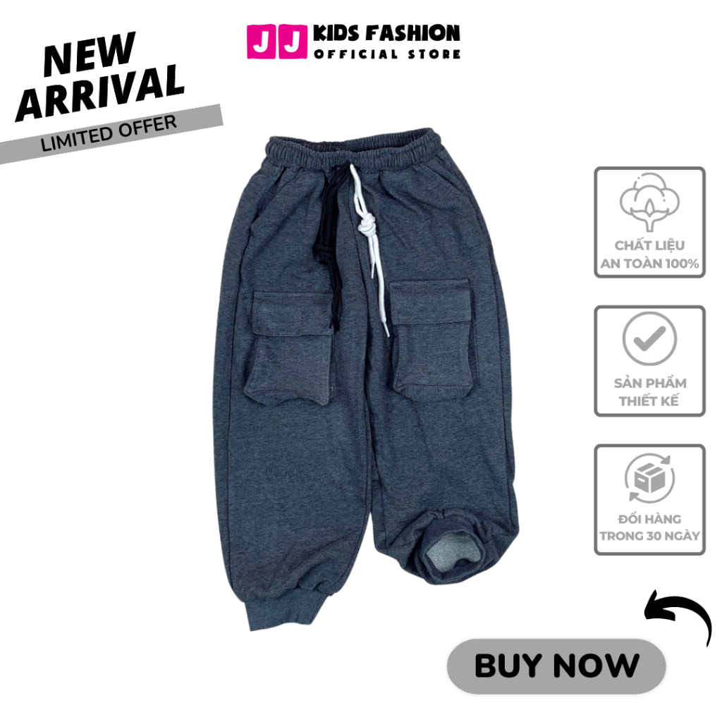 Quần Jogger Bé Trai, Bé Gái Thun Dài Bo Ống – Phong Cách Hip Hop Năng Động | JJ Kids Fashion