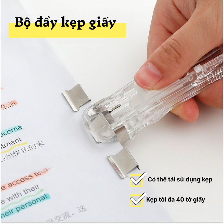 Bộ đẩy kẹp giấy dùng để kẹp tài liệu phù hợp cho sinh viên nhân viên văn phòng