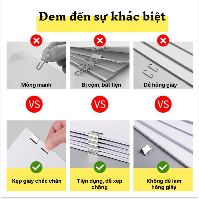 Bộ đẩy kẹp giấy dùng để kẹp tài liệu phù hợp cho sinh viên nhân viên văn phòng