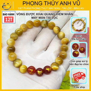 Vòng tay phong thủy mệnh thổ chất liệu mắt hổ - tam hợp tỵ dậu sửu - size 8 10 12ly -may mắn tài lộc