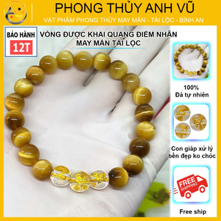Vòng phong thủy tam hợp tỵ dậu sửu - chất liệu mắt hổ - size 8 10 12ly - khai quang may mắn tài lộc