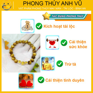 Vòng phong thủy tam hợp tỵ dậu sửu - chất liệu mắt hổ - size 8 10 12ly - khai quang may mắn tài lộc