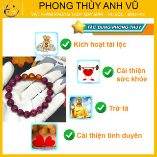Vòng tam hợp quý thần tỵ dậu sửu - chất liệu mắt hổ hồng - size 8 10ly cho nữ - may mắn tài lộc