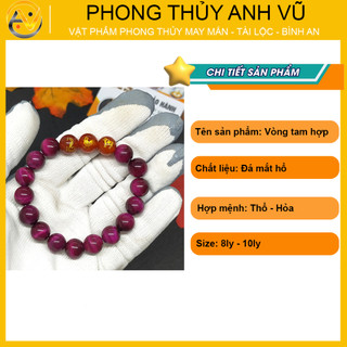 Vòng tam hợp quý thần tỵ dậu sửu - chất liệu mắt hổ hồng - size 8 10ly cho nữ - may mắn tài lộc