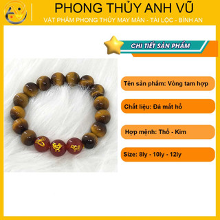 Vòng tam hợp tỵ dậu sửu chất liệu mắt hổ - size 8 10 12ly cho mệnh thổ, kim - may mắn tài lộc