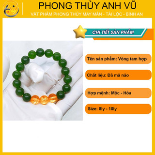Vòng tay 12 con giáp tam hợp tỵ dậu sửu - chất liệu mã não tự nhiên - size 8 10ly - may mắn tài lộc