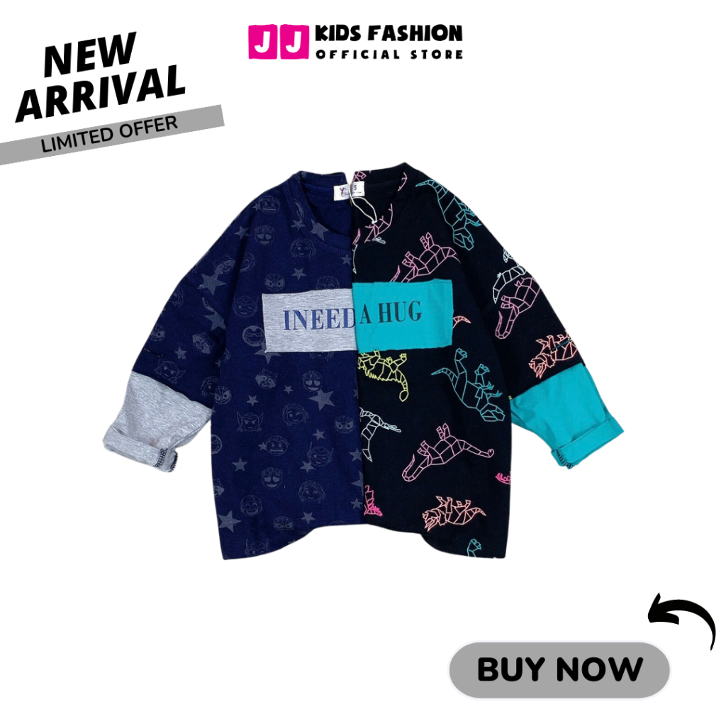 Áo Thun Dài Tay Xuân Thu Cho Bé Trai, Bé Gái In Hình Năng Động, Cổ Tròn | JJ Kids Fashion