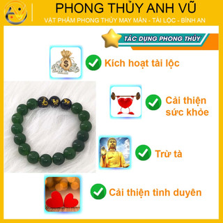 Vòng tam hợp tỵ dậu sửu chất liệu mã não xanh lục - size 8 10ly cho nữ - may mắn tài lộc