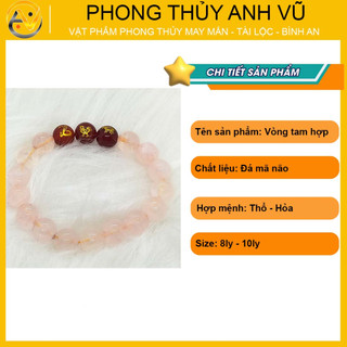 Vòng tay 12 con giáp chất liệu mã não tự nhiên - tam hợp tỵ dậu sửu cho nữ - may mắn tài lộc