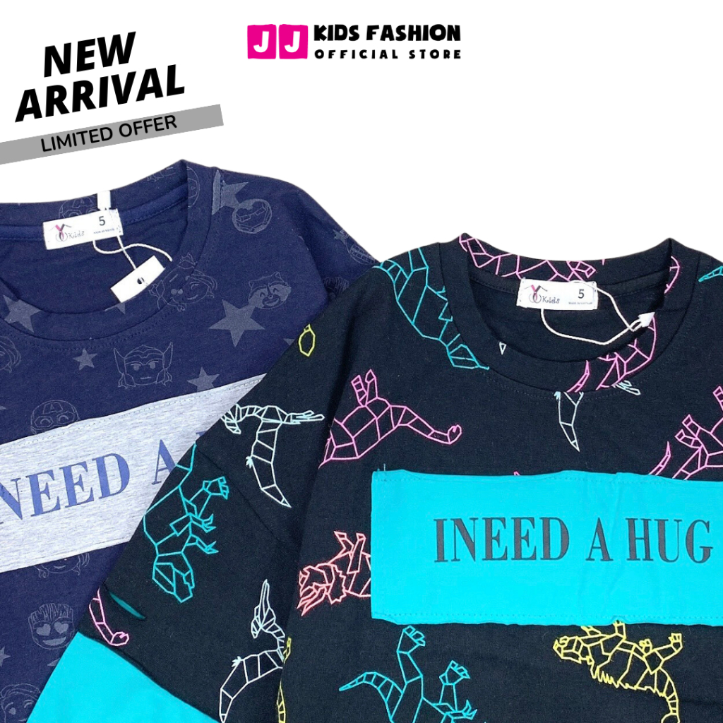 Áo Thun Dài Tay Xuân Thu Cho Bé Trai, Bé Gái In Hình Năng Động, Cổ Tròn | JJ Kids Fashion