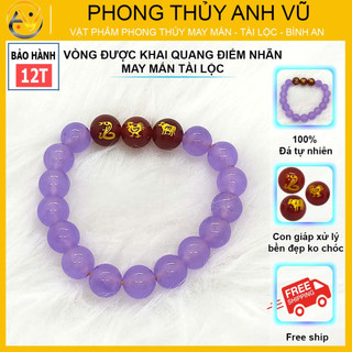 Vòng con giáp tam hợp tỵ dậu sửu chất liệu mã não tím - cho nữ mệnh hỏa, thổ - may mắn tài lộc