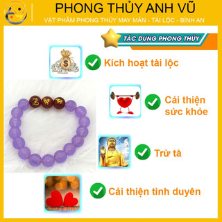 Vòng con giáp tam hợp tỵ dậu sửu chất liệu mã não tím - cho nữ mệnh hỏa, thổ - may mắn tài lộc