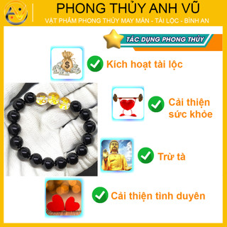 Vòng tam hợp quý thần tỵ dậu sửu chất liệu mã não đen tự nhiên - size 8 10 12ly - may mắn tài lộc