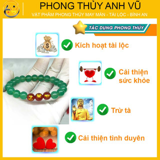 Vòng tam hợp quý nhân tỵ dậu sửu chất liệu mã não xanh tự nhiên - size 8 10ly cho nữ mệnh mộc, hỏa - may mắn tài lộc