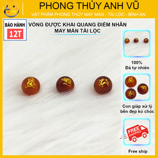3 viên tam hợp thân tý thìn chất liệu mã não đỏ đã khai quang - size 8 10 12ly - may mắn tài lộc