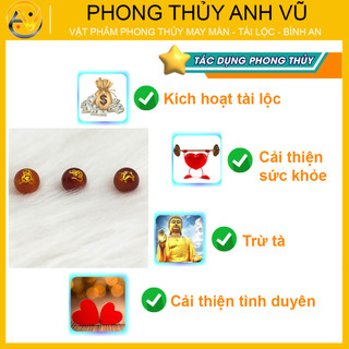 3 viên tam hợp thân tý thìn chất liệu mã não đỏ đã khai quang - size 8 10 12ly - may mắn tài lộc