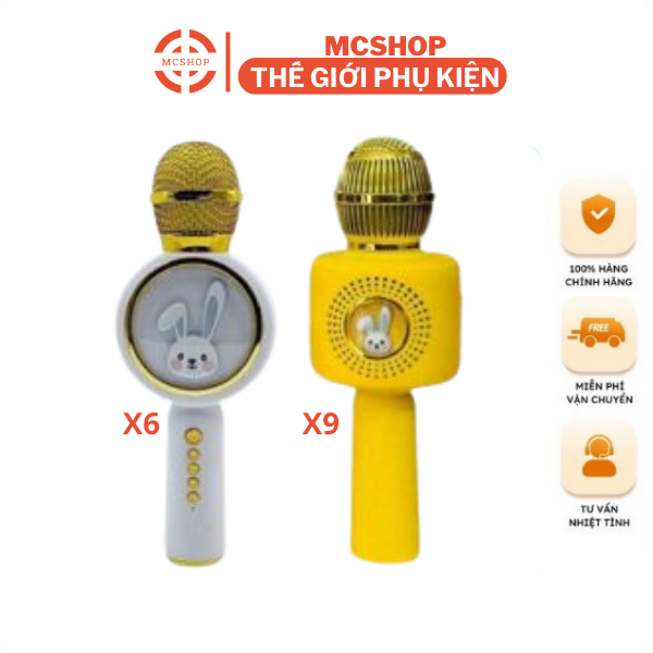 Micro Karaoke Bluetooth Không Dây Kèm Loa Và Mic Hát Karaoke X6/X9
