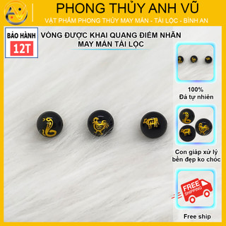 3 viên tam hợp tỵ dậu sửu chất liệu mã não đen đã khai quang - size 8 10 12ly - may mắn tài lộc