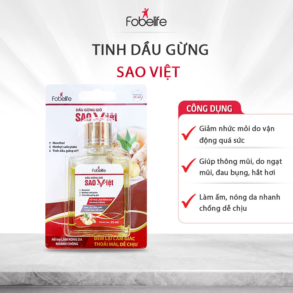 Dầu Gừng Sao Việt Giúp Giảm Đau Đầu, Sổ Mũi, Nghẹt Mũi, Đau Vai Gáy N1 - Chai 25ml