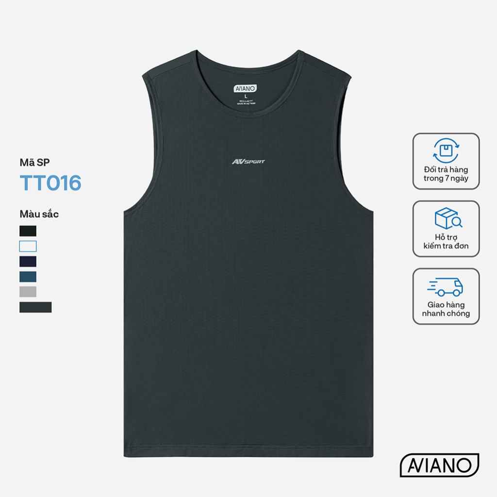 Ảnh Áo Ba Lỗ Nam AVIANO Công Nghệ Dri-Air Thể Thao Thun Lạnh, Áo Thun Nam Co Giãn, Thoáng Khí 2