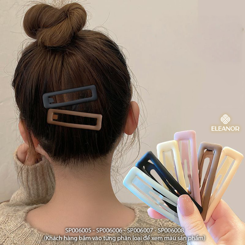Kẹp tóc nữ Eleanor Accessories hình chữ nhật nhiều màu kẹp tóc mái basic phụ kiện tóc 6005