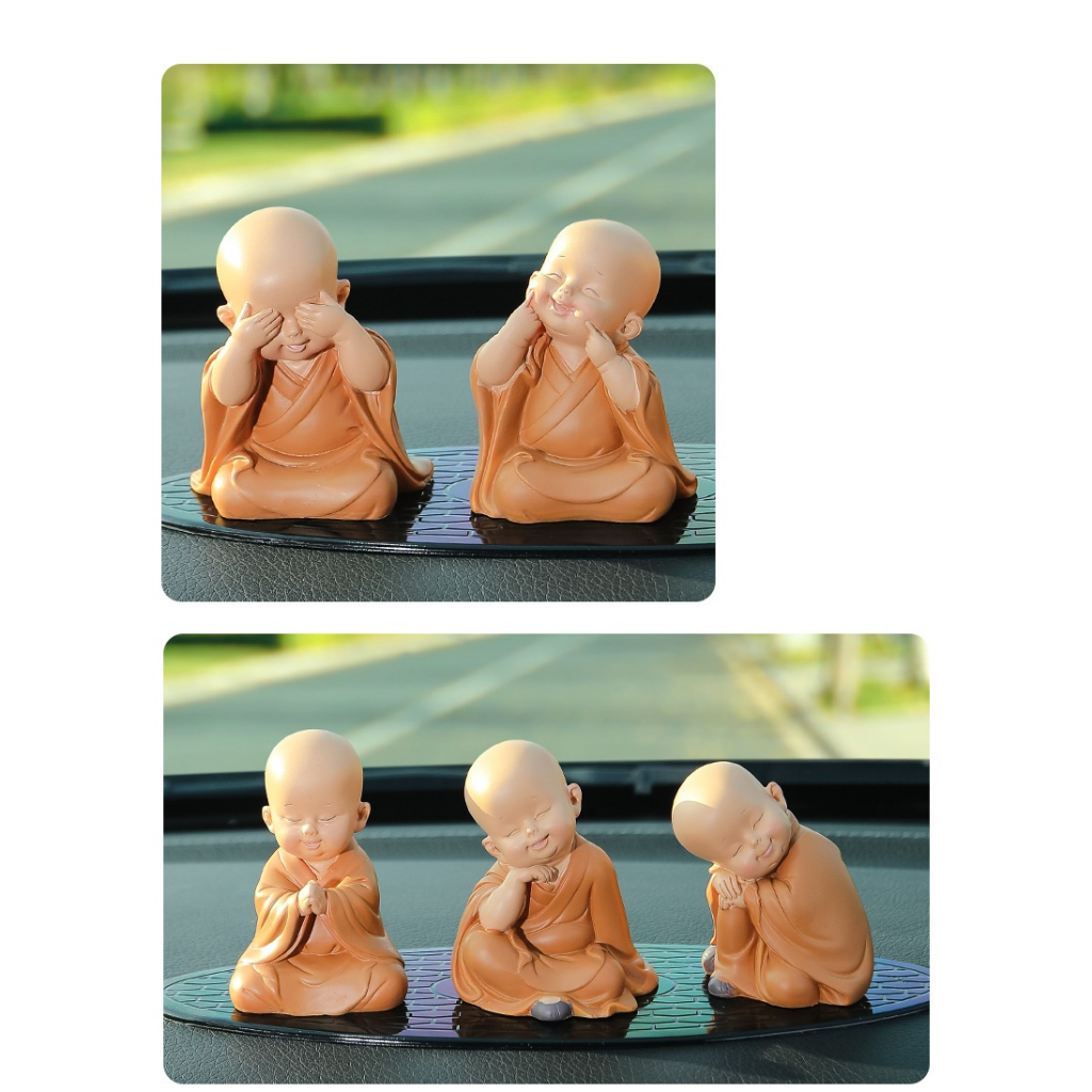 Bộ decor trang trí taplo ô tô Tiểu Hòa Thượng vui nhộn , phụ kiện xe hơi sáng tạo, hoặc để bàn làm việc