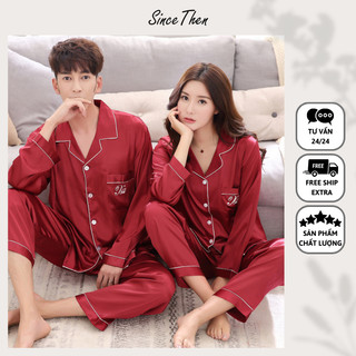 Đồ ngủ đôi tphcm, đồ ngủ đôi lụa dài tay tân hôn màu đỏ, quà cưới ý nghĩa - Since Then