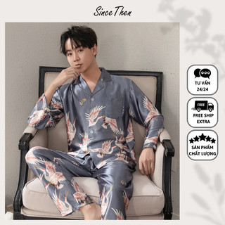 Pijama nam mặc nhà lụa cao cấp, đồ ngủ nam hồng hạc sang chảnh - Since Then
