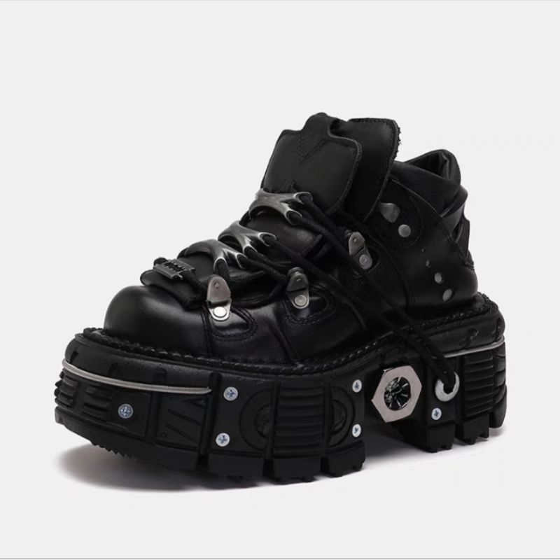 Giày da - Boots da New Rock tán đinh bản NÂNG CẤP màu đen [ ORDER ...