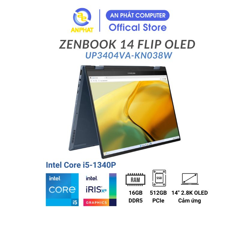 Laptop Asus Zenbook 14 Flip OLED UP3404VA-KN038W (Core i5-1340P | 16GB | 14 OLED)