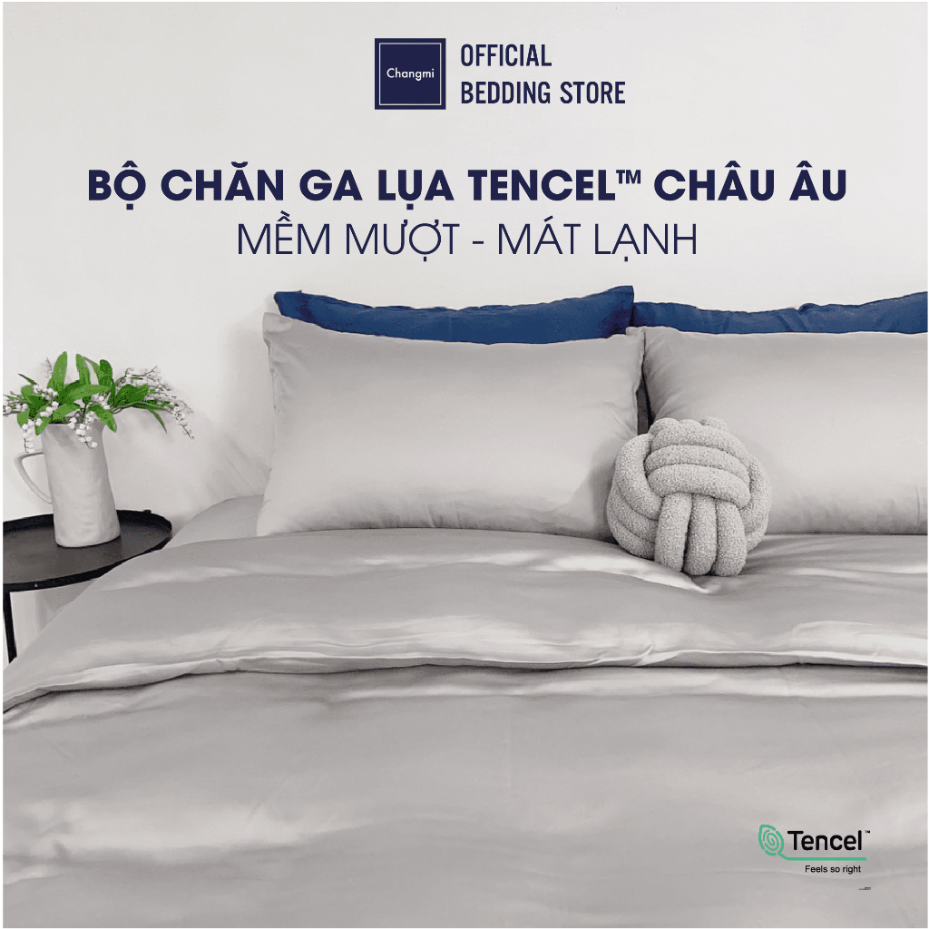 Ảnh Bộ 5 Món chăn ga lụa Tencel Châu Âu Changmi Bedding 60S siêu mềm mượt và mát lạnh. Tencel chính hãng Lenzing 1