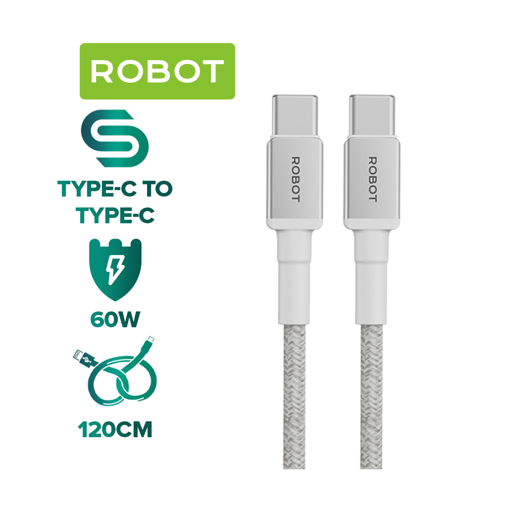 Ảnh Cáp Sạc Nhanh 60W ROBOT RSCC120 Type-C to Type-C Chất Liệu Dù Dài 1,2m 2