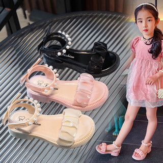 Sandal quai ngọc thiết kế voan mềm cho bé gái đi chơi đi học siêu xinh chất liệu cao su êm mềm chống trơn trượt