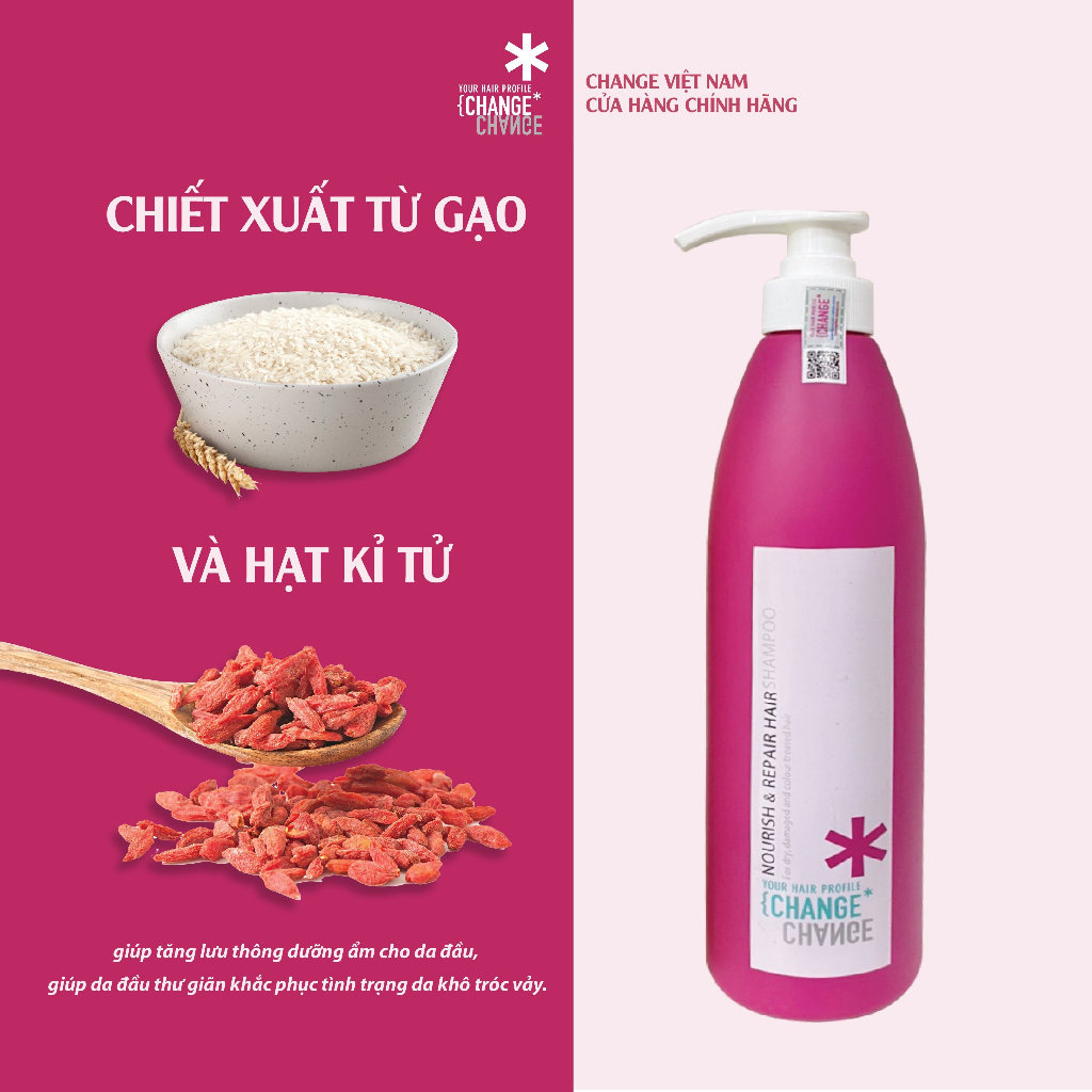 Cặp dầu gội xả phục hồi cấu trúc tóc CHANGE
