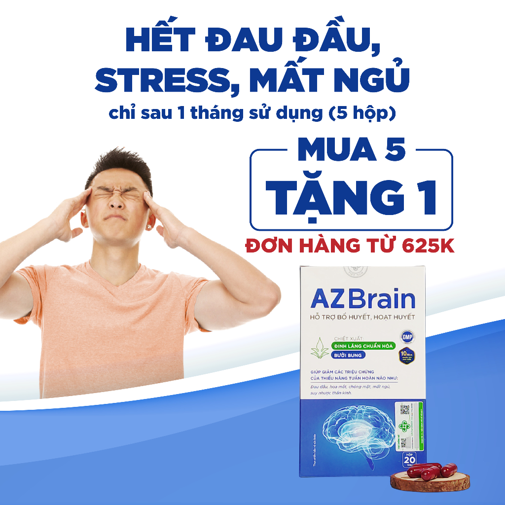 Ảnh AZBR-Viên uống bổ não AZBrain GrowGreenAz cải thiện trí nhớ, tăng tuần hoàn máu não, hoạt huyết, giảm đau đầu 1